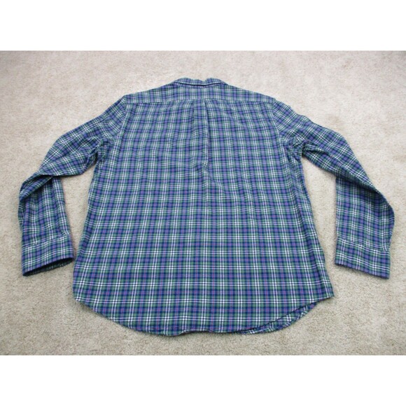 Vineyard Vines Shirt Men Large Slim Green Blue Whale Flannel Cotton Button Up - Picture 5 of 9